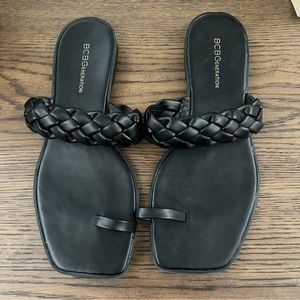 Women’s Black Braided Sandal in Faux Leather size 10 BCBGeneration